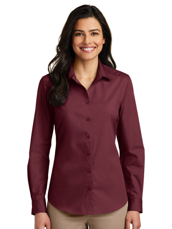 Port Authority Ladies Long Sleeve Carefree Poplin Shirt - Image 12