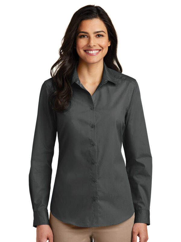Port Authority Ladies Long Sleeve Carefree Poplin Shirt - Image 9