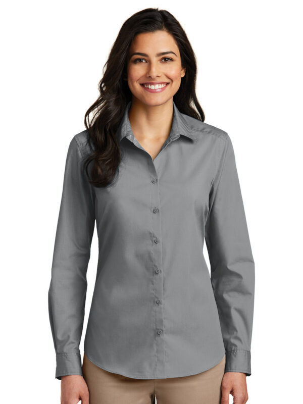 Port Authority Ladies Long Sleeve Carefree Poplin Shirt - Image 8