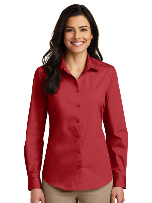 Port Authority Ladies Long Sleeve Carefree Poplin Shirt - Image 6