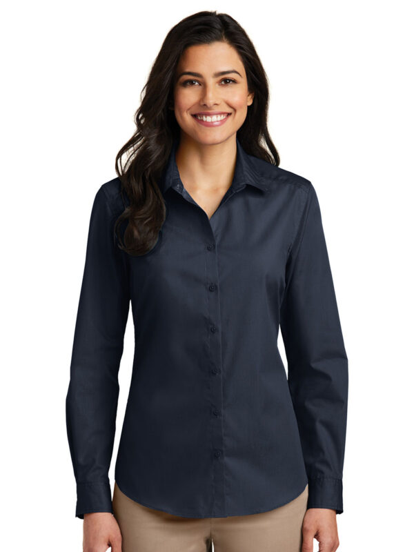 Port Authority Ladies Long Sleeve Carefree Poplin Shirt - Image 5