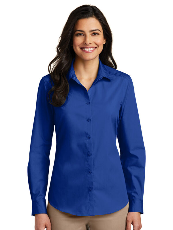 Port Authority Ladies Long Sleeve Carefree Poplin Shirt - Image 4
