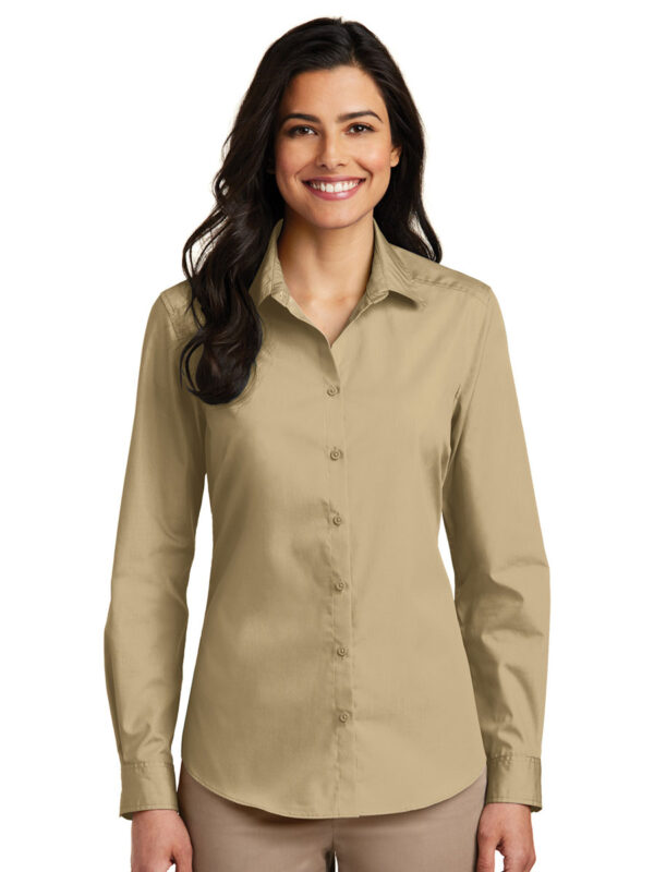 Port Authority Ladies Long Sleeve Carefree Poplin Shirt - Image 3